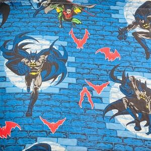 Vintage Batman Robin Twin‎ Size Flat Sheet Blue Brick 1999 DC Comics Dan River